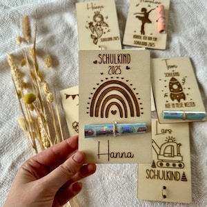 Money gift for school enrollment personalized card for boys and girls made of wood gift for the start of school