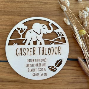 Geburtsschild Namensschild Elefant Geschenk zur Geburt Babygeschenk aus Holz personalisiert