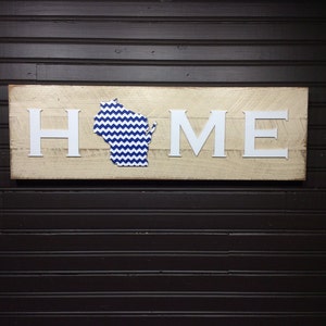 Wisconsin HOME plaque, sign with Chevron CUSTOMIZABLE