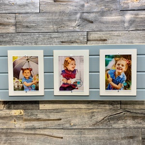 Distressed wood picture frame triple 5x7 holds 3 5X7 photos