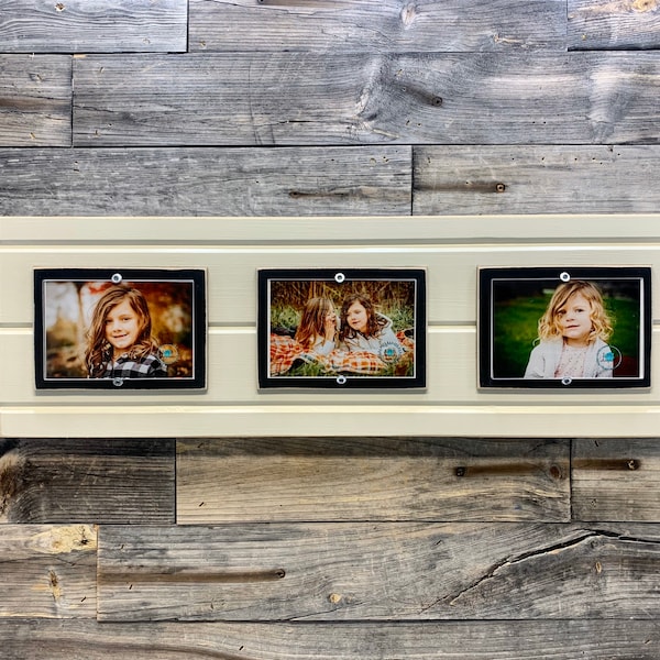 Distressed wood picture frame triple 4x6, holds 3 4x6 photos, collage frame
