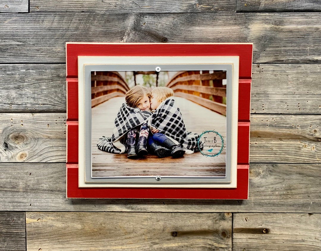 Crimson Red White and Light Grey Picture Frame Holds Etsy
