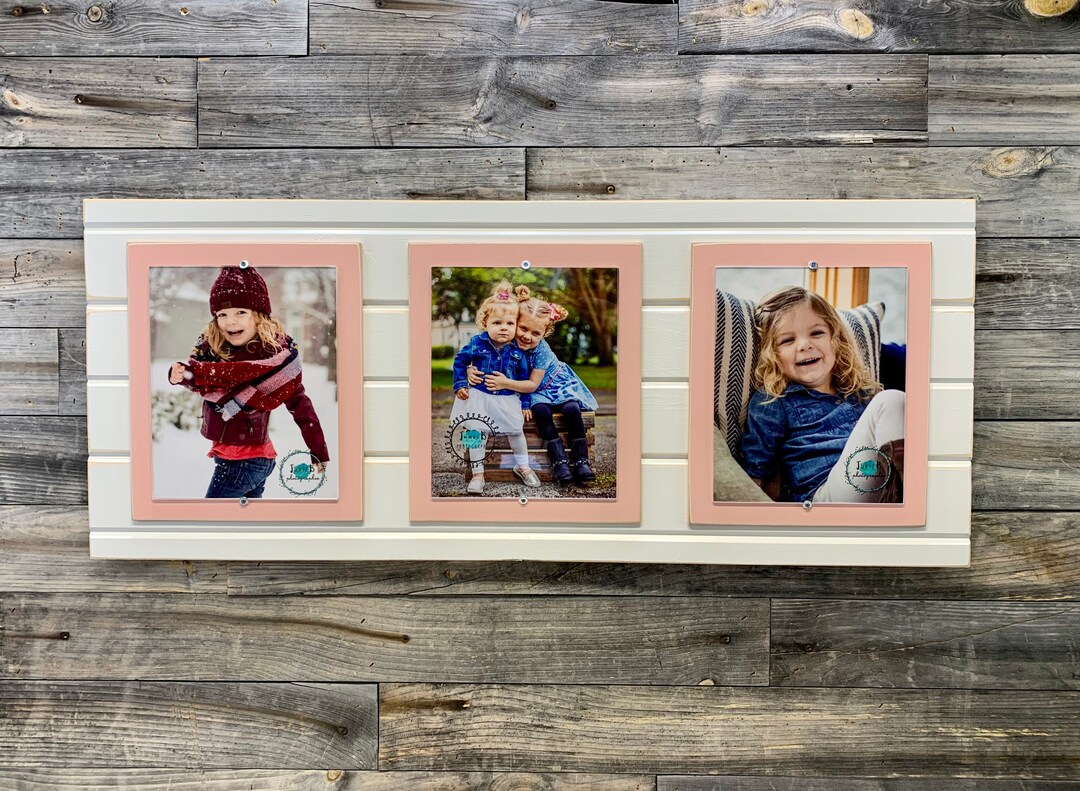 Distressed Wood Picture Frame, Triple Frame, Collage Frame, Holds 3