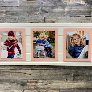 Distressed wood picture frame, triple frame, collage frame, holds 3 8x10 photos