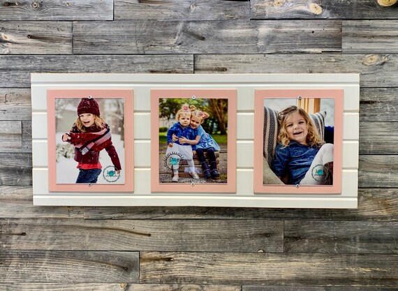 Wooden 8x10 Wedding Picture Frame Holds 4x6 Photo - Lucky to Be in Love White Distressed