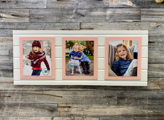 Wooden 8x10 Wedding Picture Frame Holds 4x6 Photo - Lucky to Be in Love White Distressed