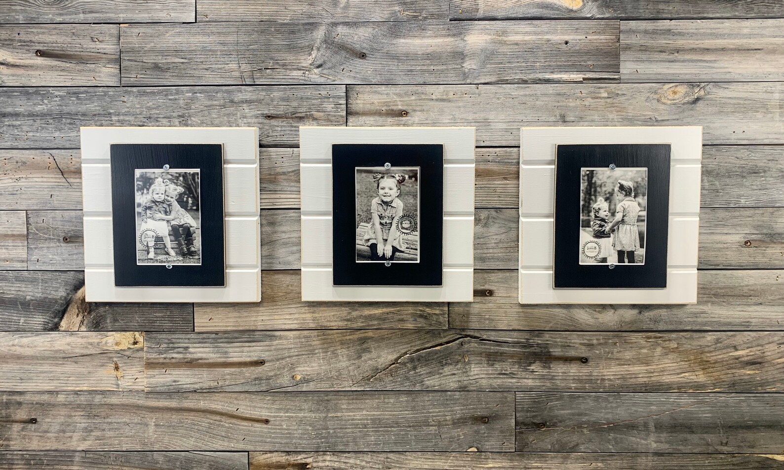 Black and white wood picture frame collage SET OF 3 holds 4x6 Etsy