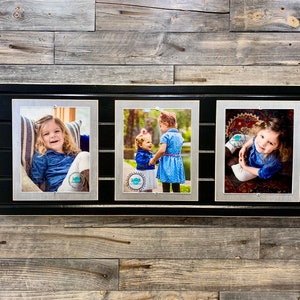 Customize distressed wood picture frame, triple frame, collage frame, school color 3 8x10.