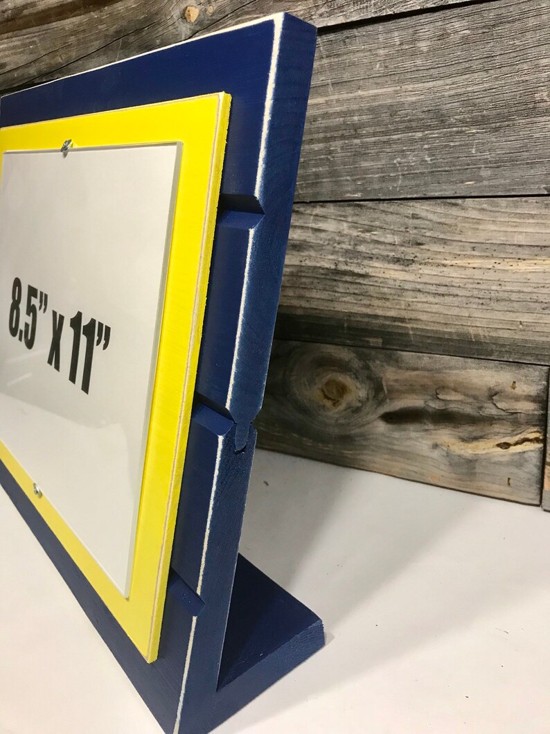 Blue and Yellow Picture Frame Holds 8.5 X 11 Etsy