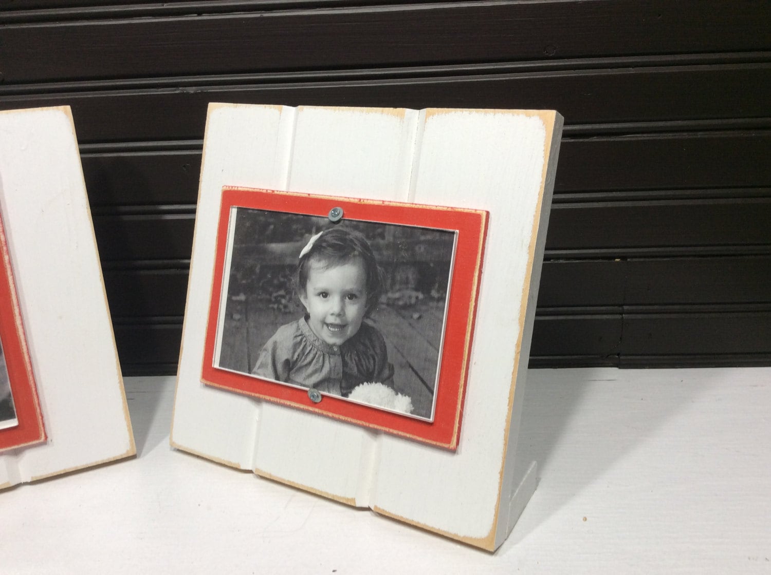 White and Red Table Top Picture Frame Holds One 4x Etsy