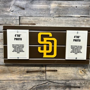 San Diego Padres picture frame holds 2 4&quot;x6&quot; photo, decor