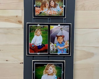 Distressed wood picture frame quadruple 4x6 collage/ holds 4 4x6 photos