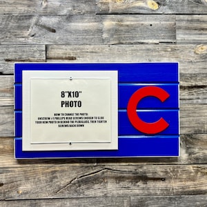 Chicago Cubs picture frame holds 8&quot;x10&quot; photo, decor 8x10