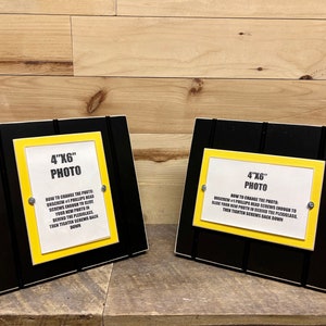 Black and yellow table top picture frame holds one 4&quot;x 6&quot; photo.  Pittsburgh Steelers, Penguins and Pirates, Boston Bruins colors