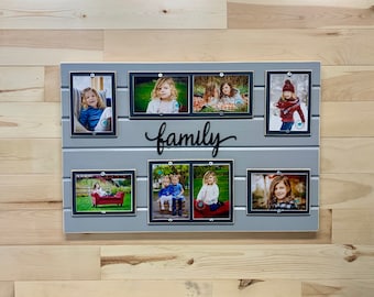 FUNTRESS 7x12 Pictures Frames Collages for Wall Hanging Family Living Room Wooden Photo Frames with Mats 2, 7x12 Black