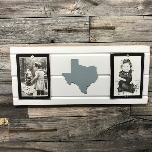 State of Texas picture frame holds 2 4"x6" photos CUSTOMIZABLE