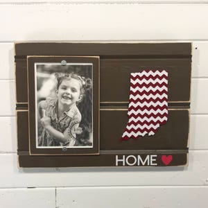Indiana chevron picture frame holds 4&quot;x6&quot; photo CUSTOMIZABLE