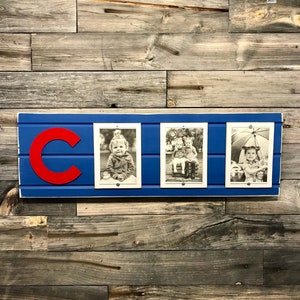Chicago cubs picture frame holds 3 4&quot;x6&quot; photo, decor