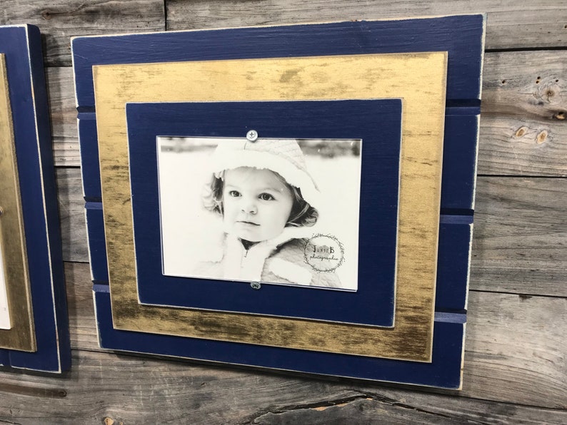 Blue and Gold picture frame holds 5x7 or 8x10 Notre Dame fighting Irish colors