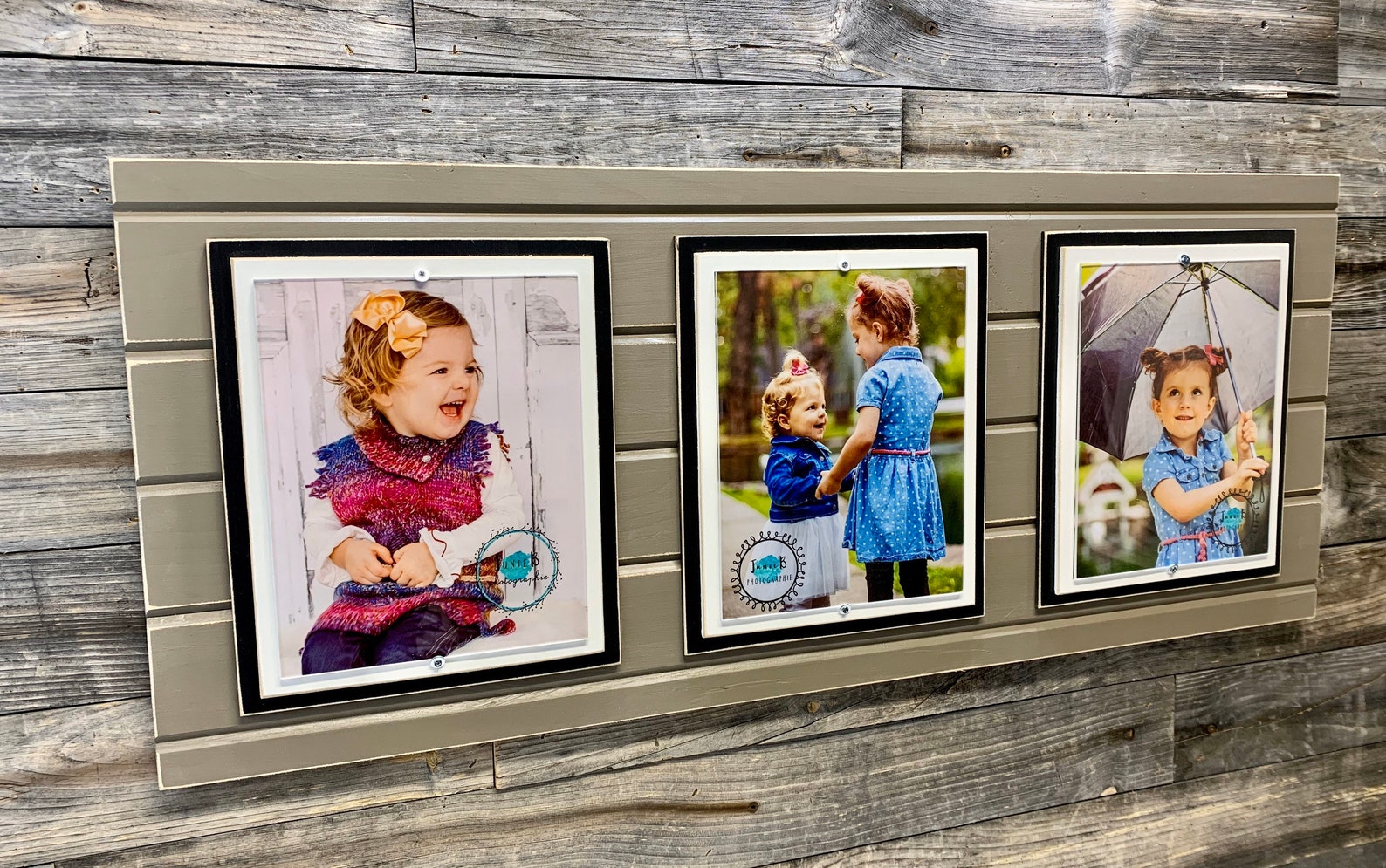 Distressed wood picture frame triple 8x10 double mat collage Etsy