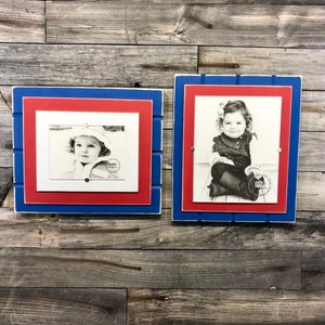 Blue and red picture frame holds 5&quot;x7&quot; or 8&quot;x10&quot; Buffalo Bills