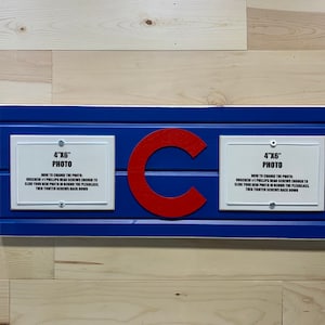 Chicago cubs picture frame holds 2 4&quot;x6&quot; photo, decor