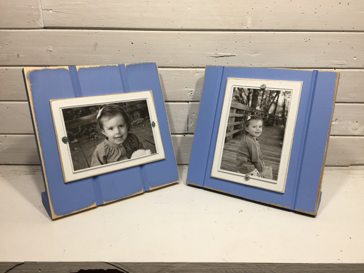 Blue and White Table Top Picture Frame Holds One 4x Etsy