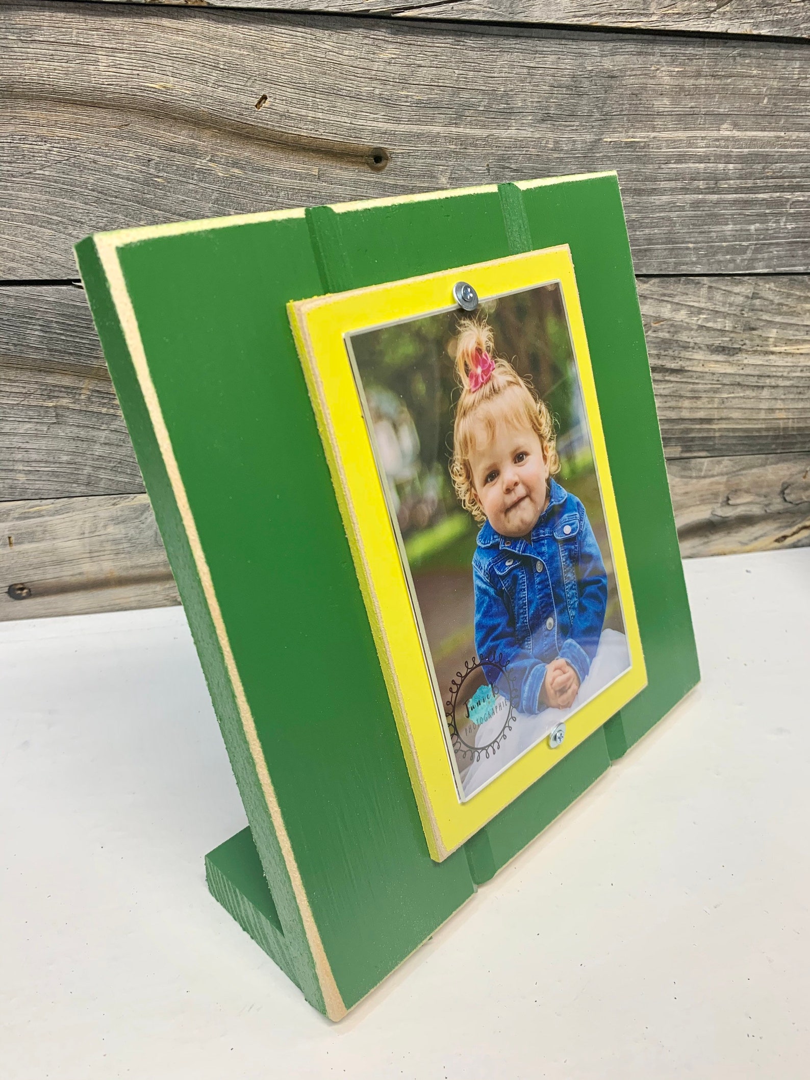 Green and Yellow Table Top Picture Frame Holds One 4x Etsy