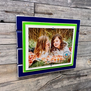 Picture Frame Design Color:blue Navy Blue, Green and White Picture Frame Holds 8