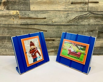 Blue and Orange table top picture frame holds one 4&quot;x 6&quot; photo. University of Florida Gators