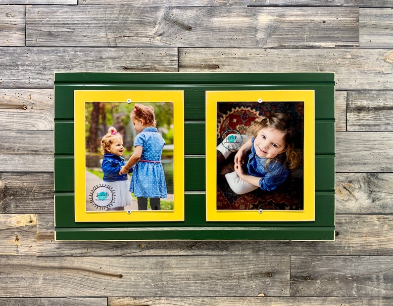 Green and Yellow Picture Frame Holds 2 8x10 Photos. Green Bay Etsy