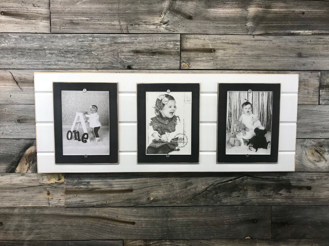 Distressed Wood Picture Frame Triple 5x7 Holds 3 5X7 Photos Etsy