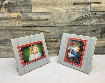 Grey and Red table top picture frame holds one 4"x 6" photo. Ohio State University colors