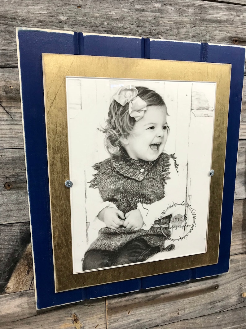 Blue and Gold picture frame holds 5x7 or 8x10 Notre Dame fighting Irish colors