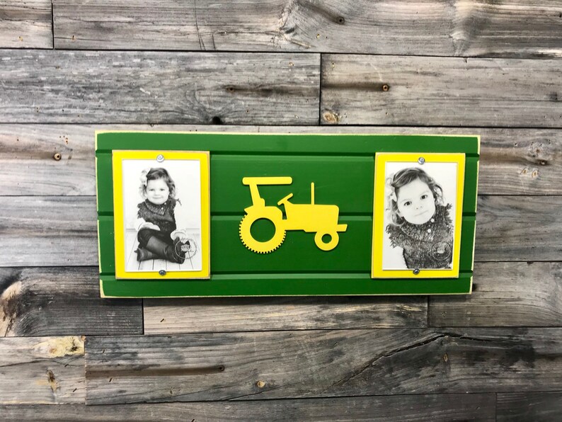 Green And Yellow Picture Frame Holds 2 4x 6 Image 0