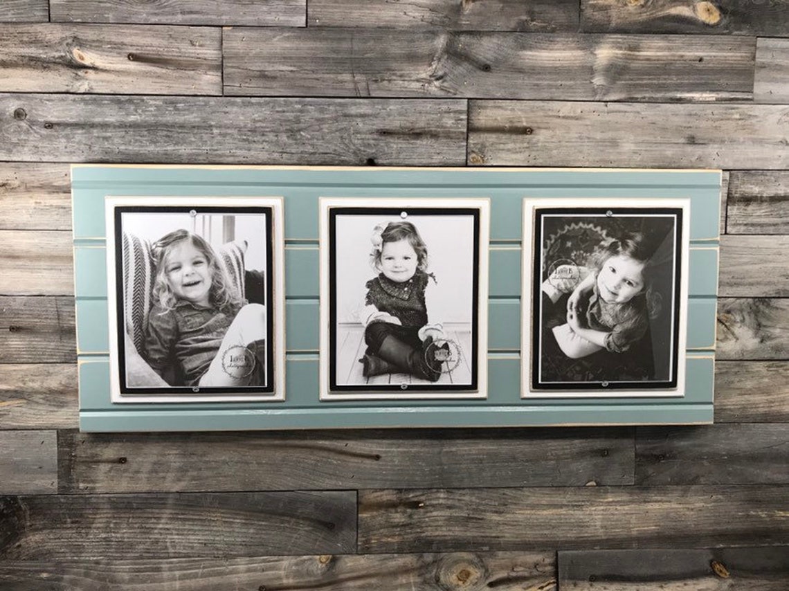 Distressed wood picture frame triple 8x10 double mat collage Etsy