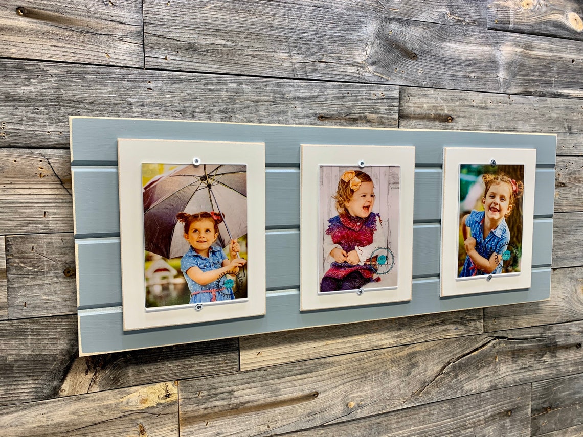 Distressed Wood Picture Frame Triple 5x7 Holds 3 5X7 Photos Etsy