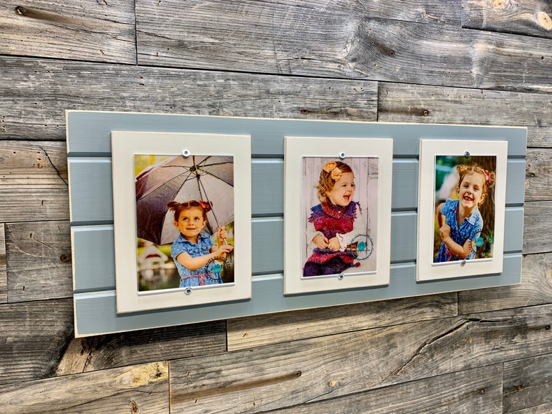Distressed wood picture frame triple 5x7 holds 3 5X7 photos Etsy