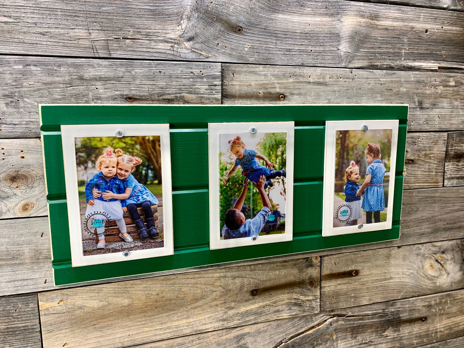 Frame Green Three Green and White Triple Picture Frame Holds 3 4