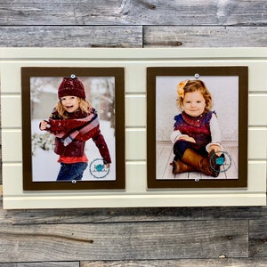Distressed wood picture frame double 8x10 holds 2 photos
