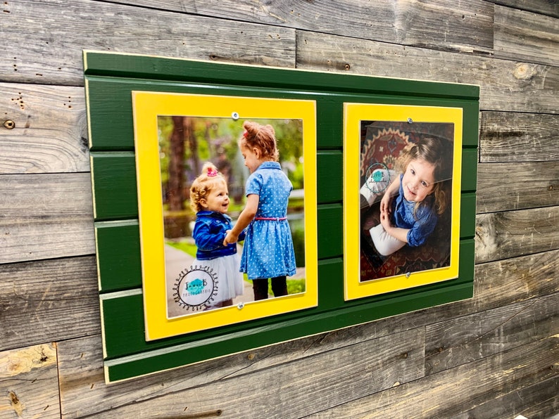 Green and Yellow Picture Frame Holds 2 8x10 Photos. Green Bay Etsy