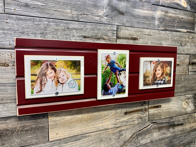 Distressed Wood Picture Frame Triple 4x6 Holds 3 4x6 Photos Etsy