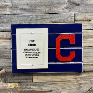 Cleveland Indians picture frame holds 5&quot;x7&quot; photo, decor