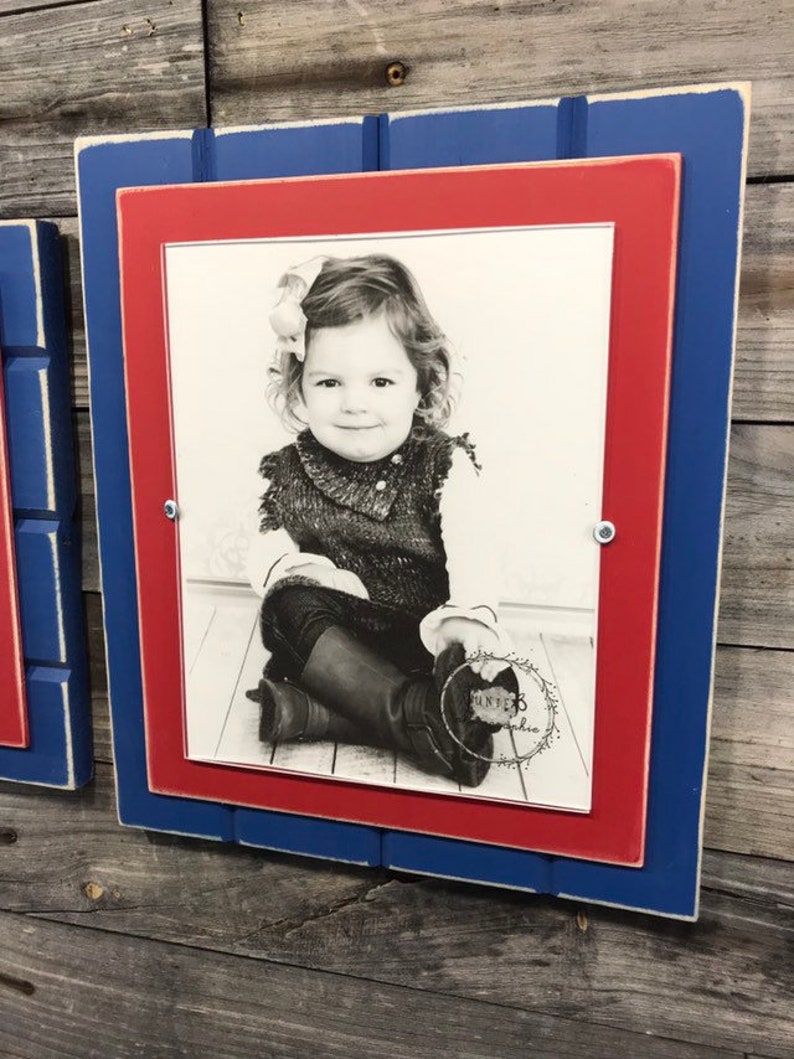 Blue and red picture frame holds 5x7 or 8x10 Chicago Cubs Frames Photography