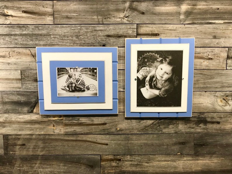 Blue and white picture frame holds 5x7 or Etsy