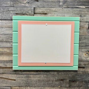 Mint Green and Blush Pink distressed wood picture frame holds 11x14 photo