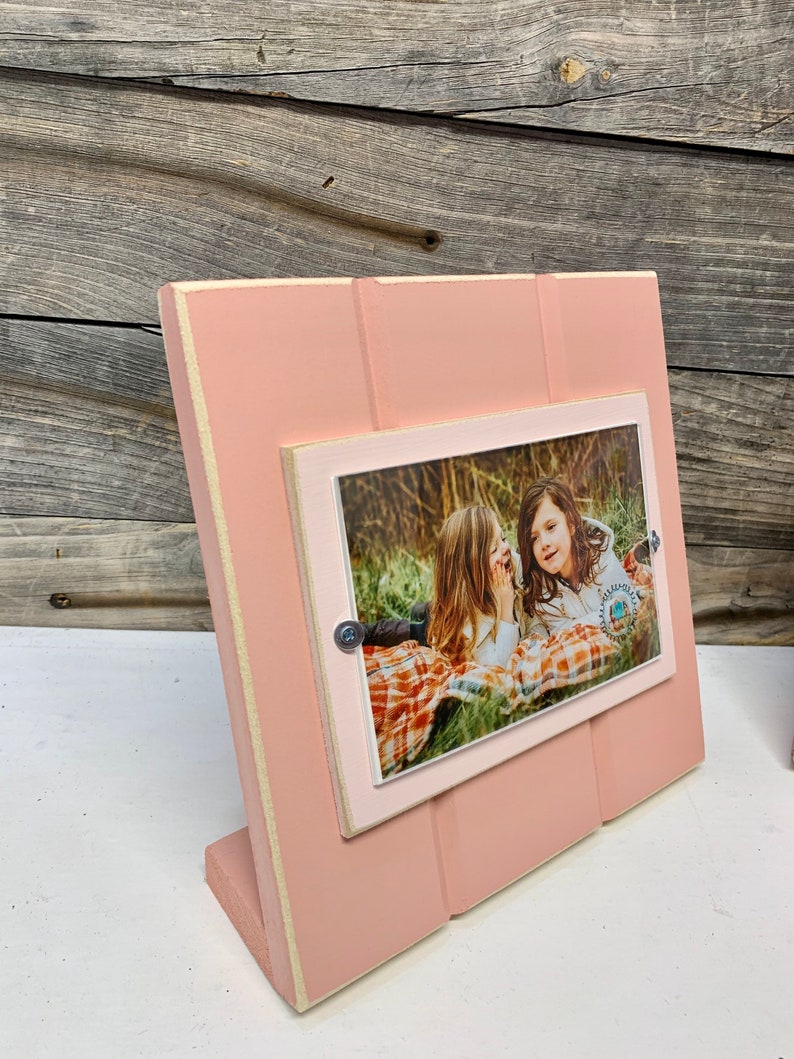 Stand up desktop picture frame holds 4x6 blush pink and light Etsy