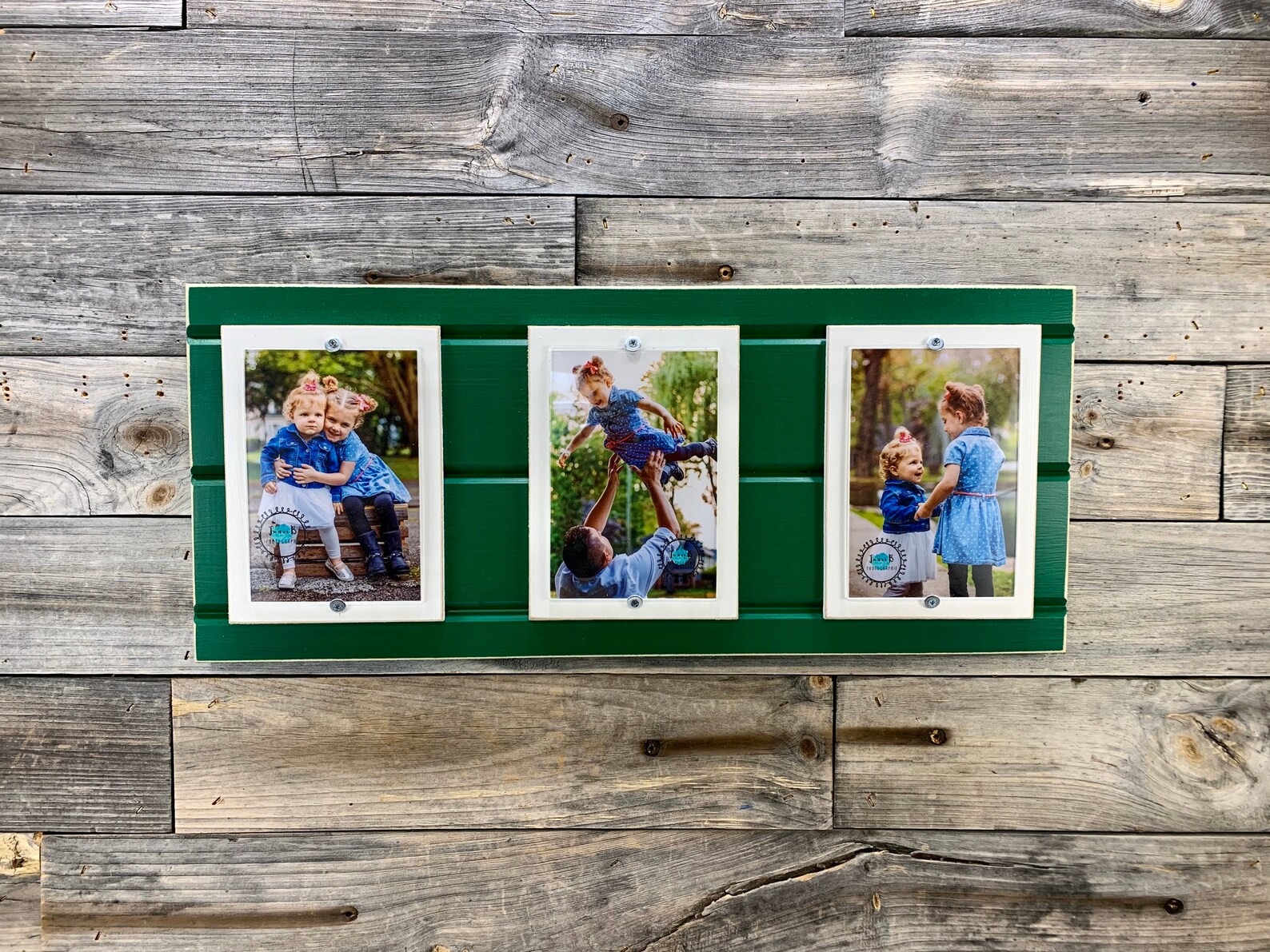 Frame Green Three Green and White Triple Picture Frame Holds 3 4