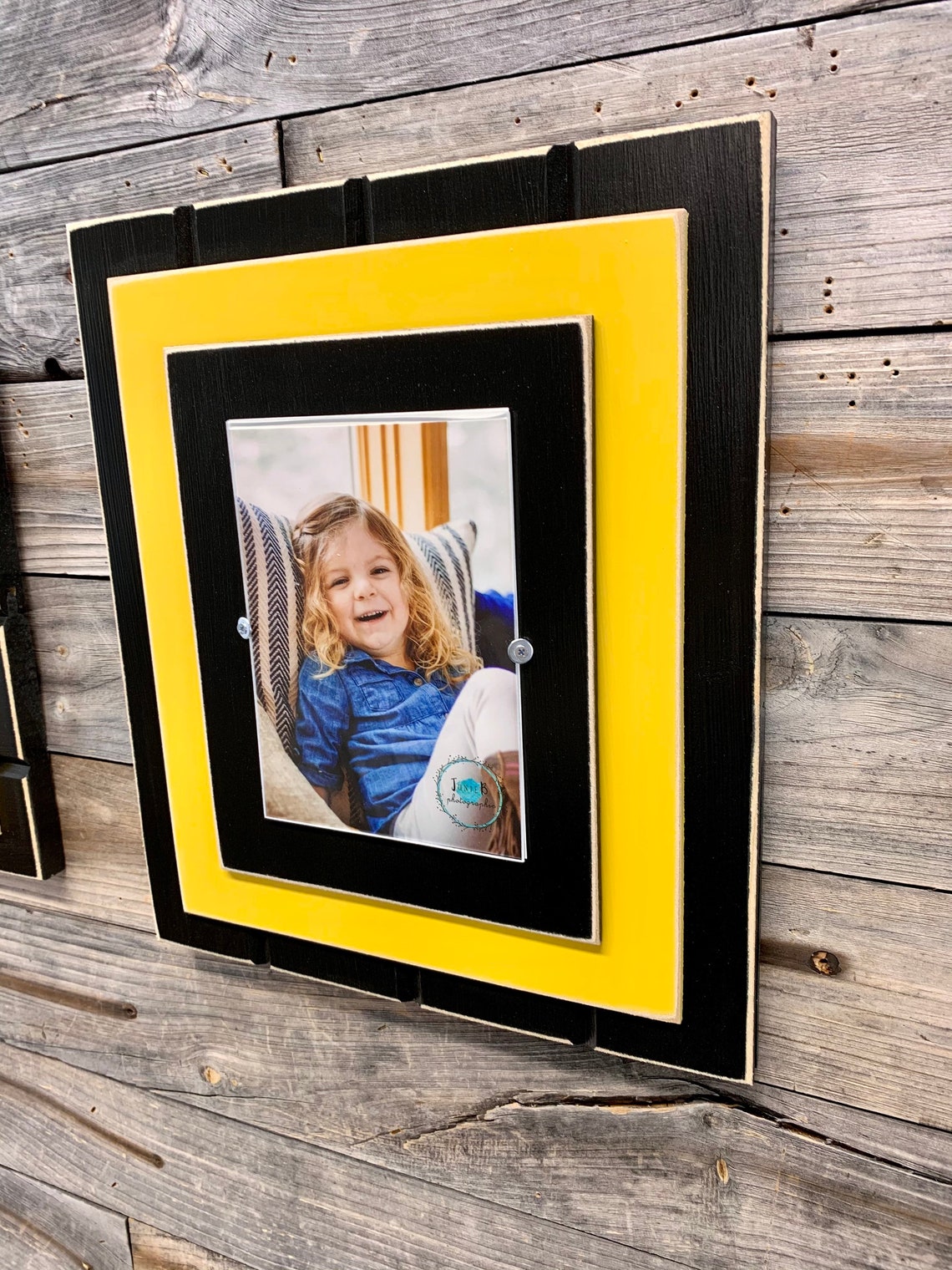 Black. and Yellow Picture Frame Holds 5x7 or Etsy