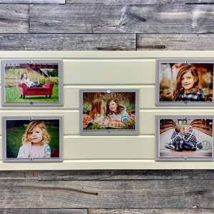 Distressed wood picture frame holds 5 5x7/ collage frame